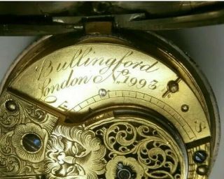 Antique Sterling Silver Pair Case Verge Fusee Pocket Watch - Key Wind,  London 7