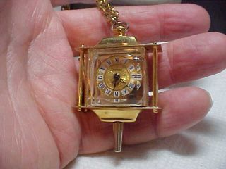 Ladies Endura Brand Necklace Watch With Chain All Gold Plate 30 Inch Chain Non R