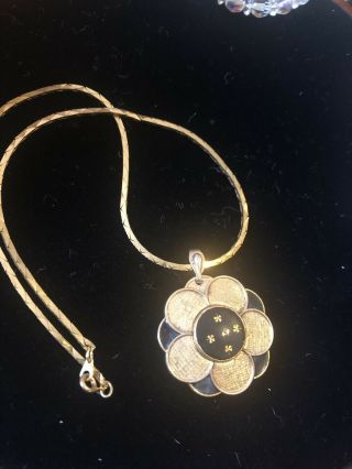 Vintage Swiss Made Endura Mechanical Wind Up Necklace Pendant Watch - Flower