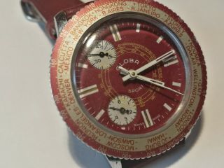 Vintage Globa Sport Chronograph World Time Watch Exactima Cimier