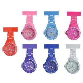 Nurse Watch Coloured Waterproof Plastic Brooch Tunic Fob Watch With Freebattery