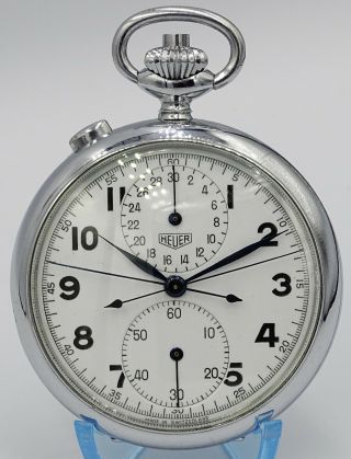 Vintage Heuer Chronograph Rattrapante Split Second Cal.  Valjoux 76r Pocket Watch