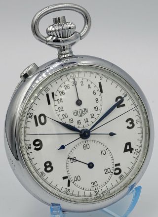 Vintage Heuer Chronograph Rattrapante Split Second cal.  Valjoux 76R pocket watch 3