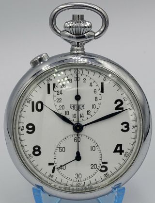 Vintage Heuer Chronograph Rattrapante Split Second cal.  Valjoux 76R pocket watch 4