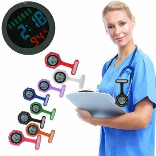 Silicone Digital Alarm Nurse Watch Brooch Health Care Fob Watch Quartz Colorful