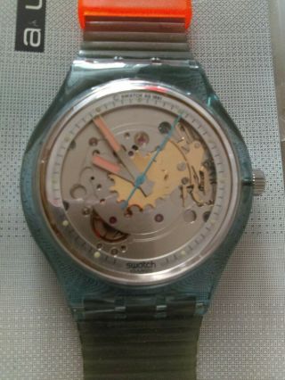 1991 Automatic Swatch Watch San100 Blue Matic 1st Edition Nib Rare