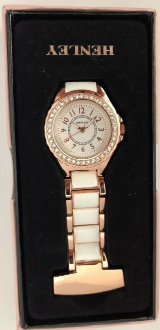 Henley Glamour Crystal Rose Gold Beautician Nurses Doctors Fob Watch Hf06.  44
