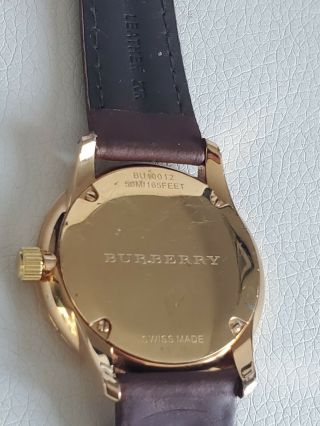 Burberry classic men ' s watch swiss made sapphire crystal.  BU10012 leather band. 5