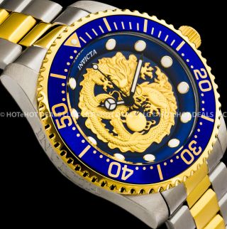 Invicta Pro Diver Dragon Automatic Nh35a 24j Exhibition Back 2t Gold Ip Ss Watch