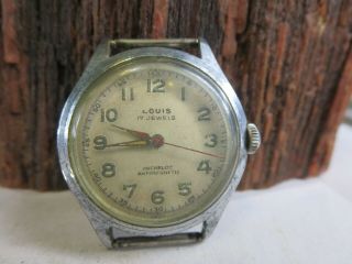 Vintage Louis 17 Jewel Incabloc Mens Military Winding Watch Repair Rp11