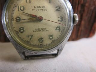 Vintage Louis 17 Jewel Incabloc Mens Military Winding Watch Repair RP11 2