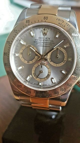 Rolex Daytona 116523 Steel & Gold Silver Dial 2002 Boxed