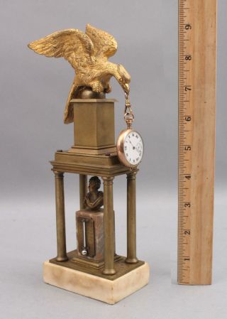 Antique Dore Gilt Bronze Eagle & Roman Bust,  Pocket Watch Holder & Thermometer 2