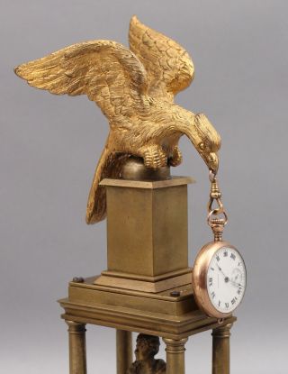 Antique Dore Gilt Bronze Eagle & Roman Bust,  Pocket Watch Holder & Thermometer 3