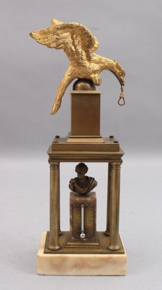 Antique Dore Gilt Bronze Eagle & Roman Bust,  Pocket Watch Holder & Thermometer 5