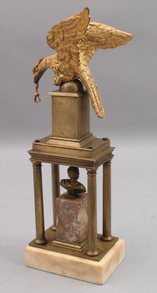 Antique Dore Gilt Bronze Eagle & Roman Bust,  Pocket Watch Holder & Thermometer 9