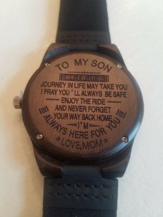 Wooden watch with engraving from a Mother to her son 4