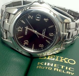 Seiko Kinetic Auto Relay Mens Watch With 5j22 - 0b69 With Box (e121)
