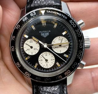 Vintage Heuer Autavia Chronograph Wristwatch Ref.  2446C Valjoux 72 ORIG PAPERS 9