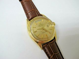 ROLEX OYSTER PERPETUAL DAY - DATE VINTAGE 18K YELLOW GOLD REF 6611 ALL 4