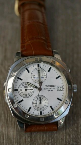 Vintage Seiko Chronograph Stainless Steel Mens Watch With Date,  Ref.  V657 - 9010