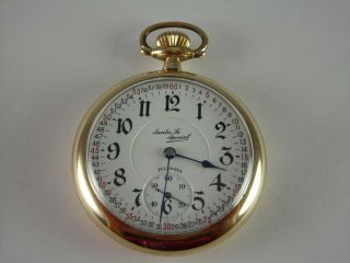 Antique Illinois 16s Santa Fe Special 21 Jewels Pocket Watch 1919.  All