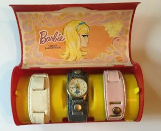 Vintage 1964 Bradley Barbie Teen Fashion Watch 3 Interchangeable Bands W/ Case