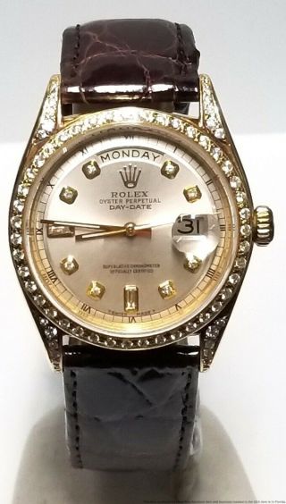 1803 Rolex Day Date President Diamond Strong Running 18k Gold Mens Watch
