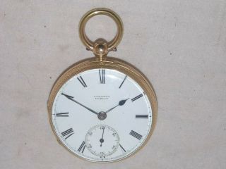 18ct Solid Gold Fussee Pocket Watch By Jameson,  Dublin - Very Good Order