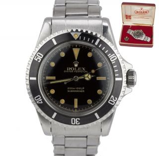 1961 Unpolished Rolex Submariner 5512 Glossy Black Gilt Chapter Ring Pcg Watch
