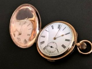 Solid 9ct Gold Quarter Repeater Full Hunter Pocket Watch In Order