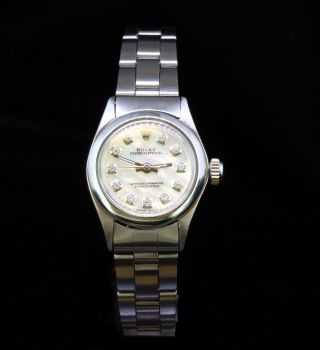 Rolex Ladies Oyster Perpetual Stainless Steel Diamond Dial Luxury Watch 3