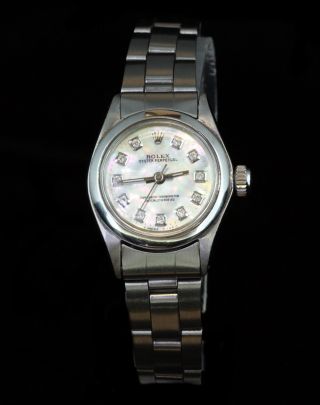 Rolex Ladies Oyster Perpetual Stainless Steel Diamond Dial Luxury Watch 7