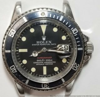 Superior 1680 Rolex Feet First Red Submariner Dial Spectacular From Orig Owner