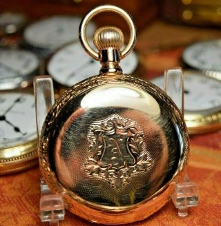 Very Rare American Watch Co.  Solid 14 Kt Gold Hunters Case.