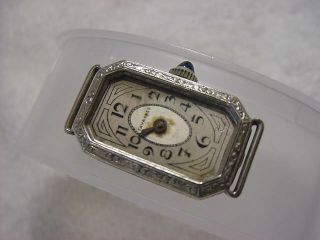 Vintage 14k Gold Fd Antique Pre 1920 Art Deco Lady Tavannes Sapphire Watch