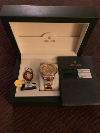Rolex 40 MM Mens Yacht Master 18K Gold and Steel Watch Ref 16623 Box and Card 6