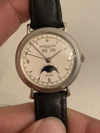 Rare Vintage Vacheron Constantin Triple Calendar Moonphse Platinum 47050 Watch