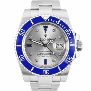 2012 Rolex Submariner Date 116610 LN Stainless Blue Serti Ceramic 40mm Watch 9