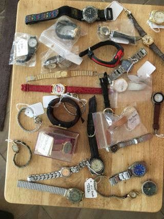 Watches - Good Selection Of Vintage Watches.  Parts.  Over 20 Watches.