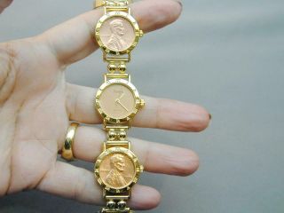 Ladies Cenere Gold & Rose Tone Real Us Penny Band Wrist Watch
