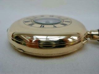 J W Benson Solid 9 Carat Gold Bank Model Half Hunter Gents Pocket Watch. 10
