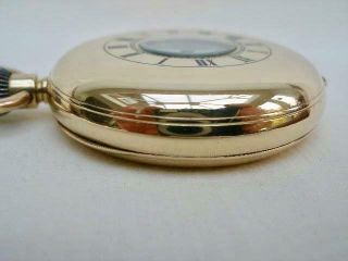 J W Benson Solid 9 Carat Gold Bank Model Half Hunter Gents Pocket Watch. 12
