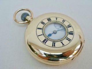 J W Benson Solid 9 Carat Gold Bank Model Half Hunter Gents Pocket Watch. 2