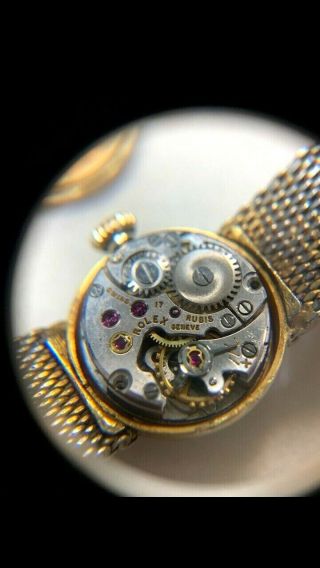 Vintage Ultra Rare Precision Ladies 1940s 18k Gold Swiss Made Rolex Wrist Watch