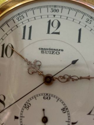 1900 ' s Cronografo Suizo Pocket Watch chronograph 1/4 hour repeater 18K gold 11