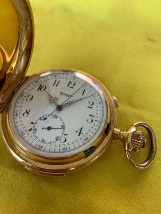 1900 ' s Cronografo Suizo Pocket Watch chronograph 1/4 hour repeater 18K gold 2