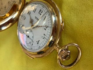 1900 ' s Cronografo Suizo Pocket Watch chronograph 1/4 hour repeater 18K gold 5
