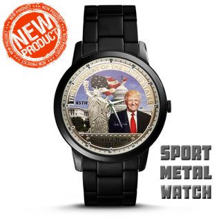 Special Offer President Donald J Trump White House Black Stainless Analog Watch