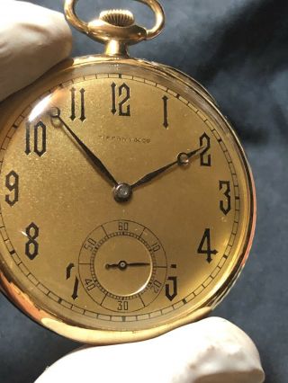 Antique 1920 Tiffany & Co.  18k Solid Gold Pocket Watch Grade 438 21j Runs Nr